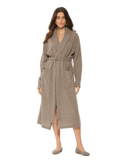 Women's Pure Cashmere Knit Robe Taupe