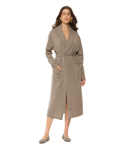 Women's Pure Cashmere Knit Robe Taupe