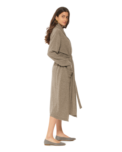 Women's Pure Cashmere Knit Robe Taupe