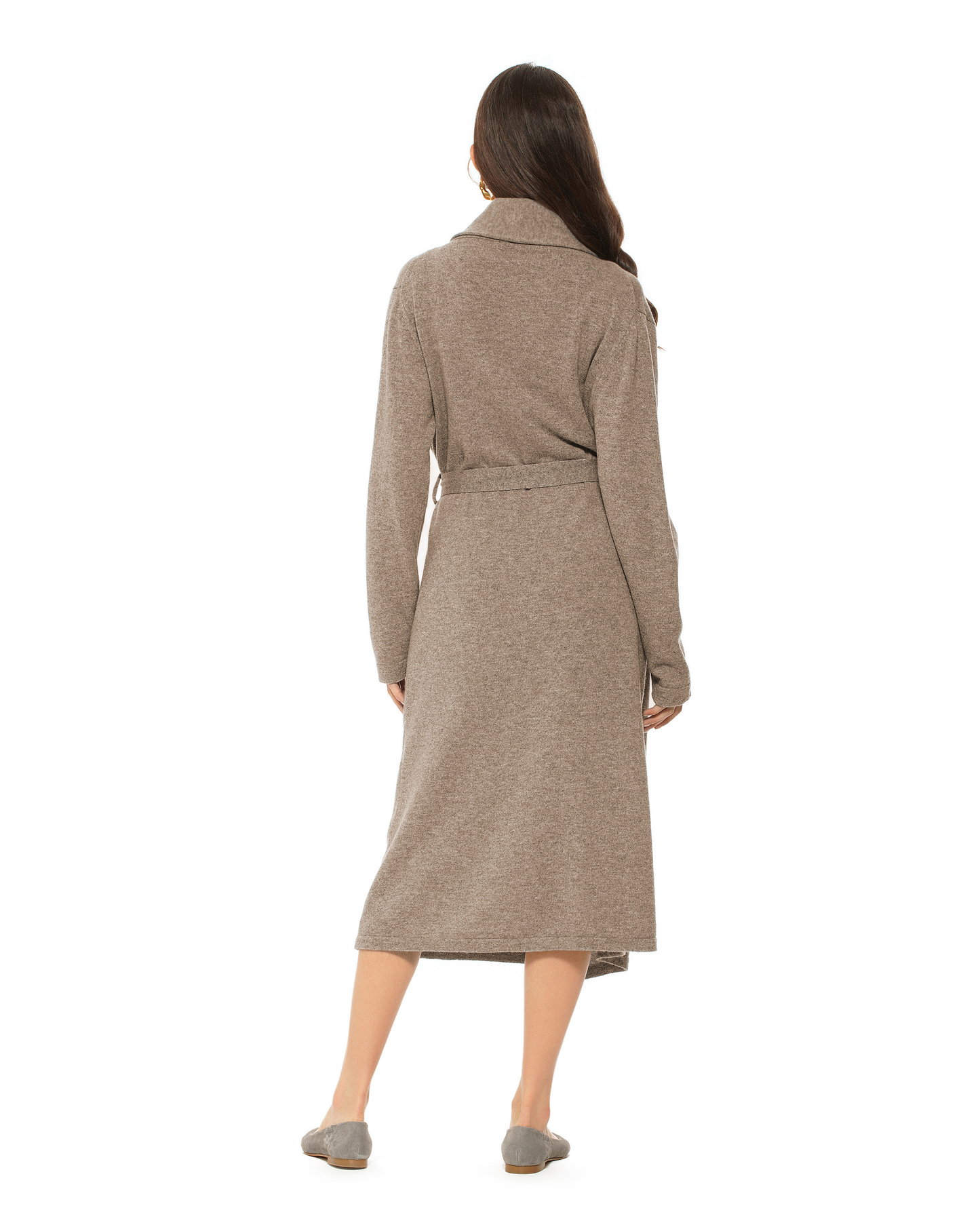 Women's Pure Cashmere Knit Robe Taupe