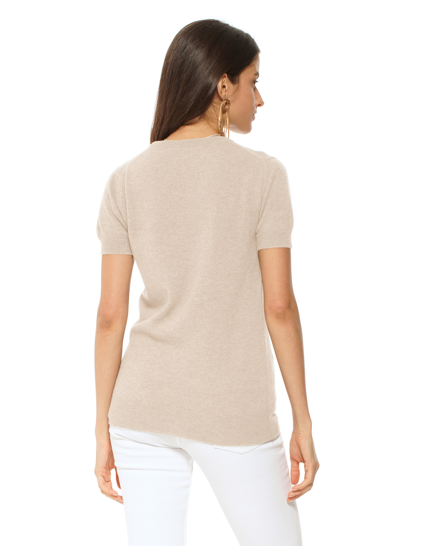 Women's Pure Cashmere Featherlight Knit Tee Beige