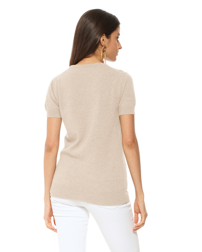 Women's Pure Cashmere Featherlight Knit Tee Beige