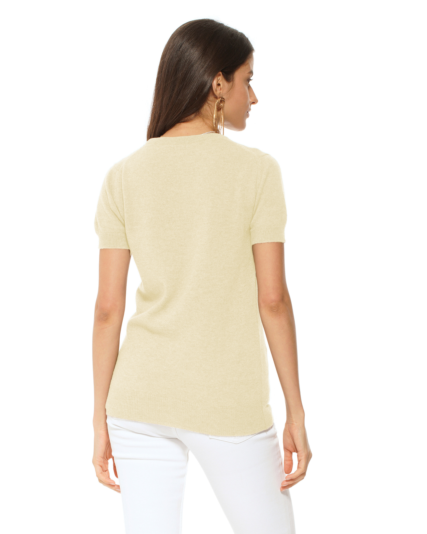 Women's Pure Cashmere Featherlight Knit Tee Butter Yellow