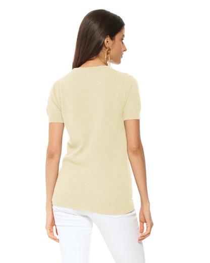 Women's Pure Cashmere Featherlight Knit Tee Butter Yellow