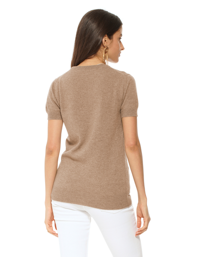 Women's Pure Cashmere Featherlight Knit Tee Camel