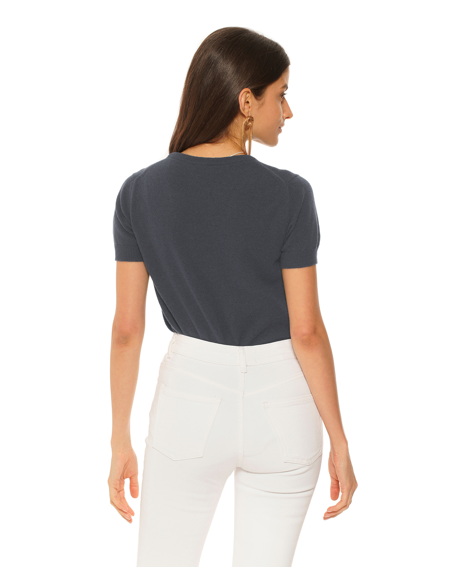 Women's Pure Cashmere Featherlight Knit Tee Charcoal