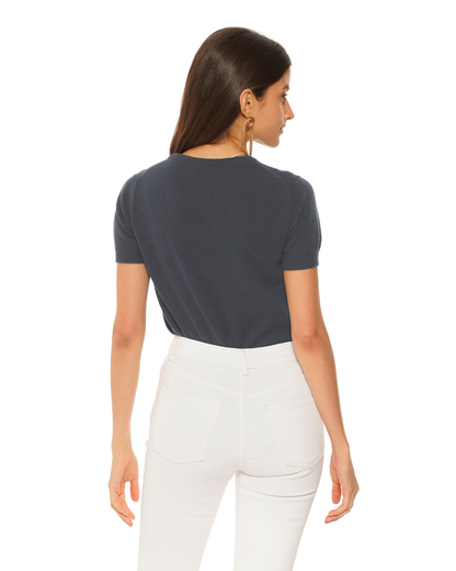 Women's Pure Cashmere Featherlight Knit Tee Charcoal