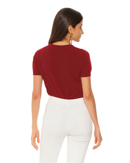 Women's Pure Cashmere Featherlight Knit Tee Chianti