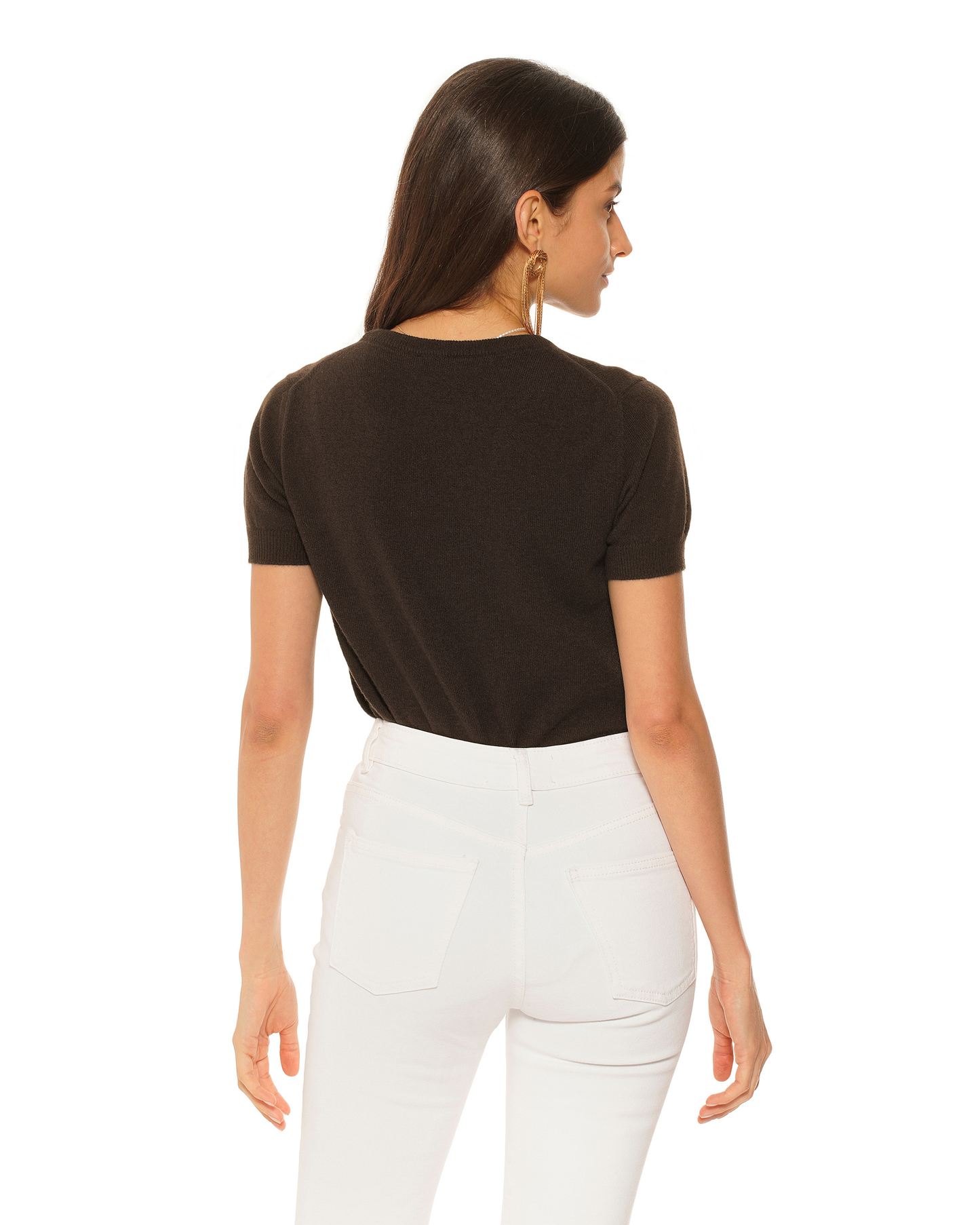 Women's Pure Cashmere Featherlight Knit Tee Coffee
