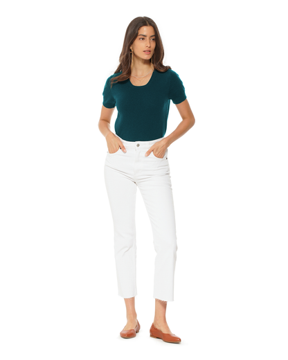 Women's Pure Cashmere Featherlight Knit Tee Forest Green
