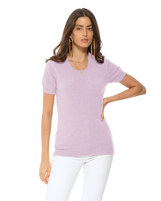 Women's Pure Cashmere Featherlight Knit Tee Lilac