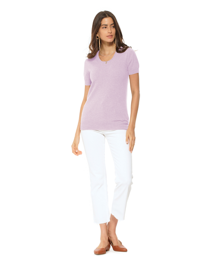 Women's Pure Cashmere Featherlight Knit Tee Lilac