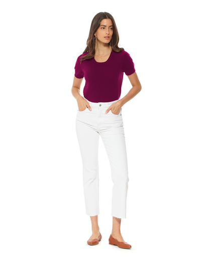 Women's Pure Cashmere Featherlight Knit Tee Magenta