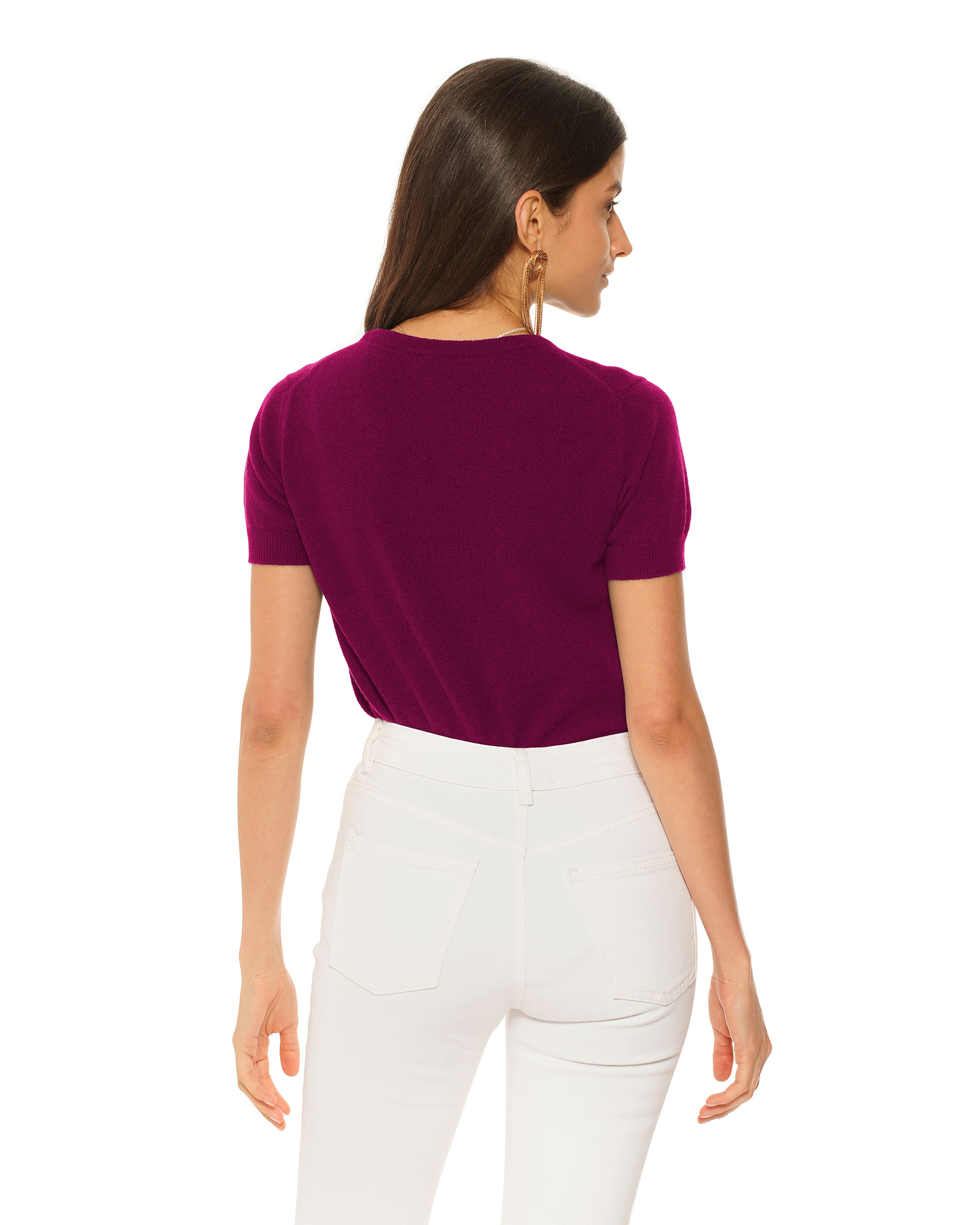 Women's Pure Cashmere Featherlight Knit Tee Magenta