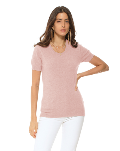 Women's Pure Cashmere Featherlight Knit Tee Old Rose