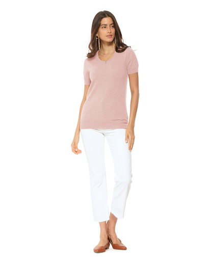Women's Pure Cashmere Featherlight Knit Tee Old Rose