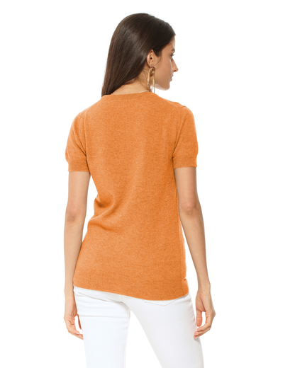 Women's Pure Cashmere Featherlight Knit Tee Saffron