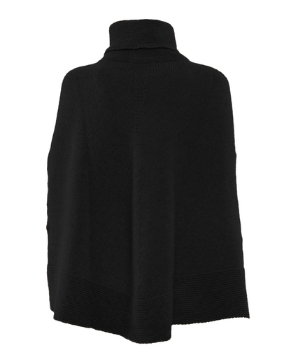 Women's Pure Cashmere Turtleneck Poncho Black