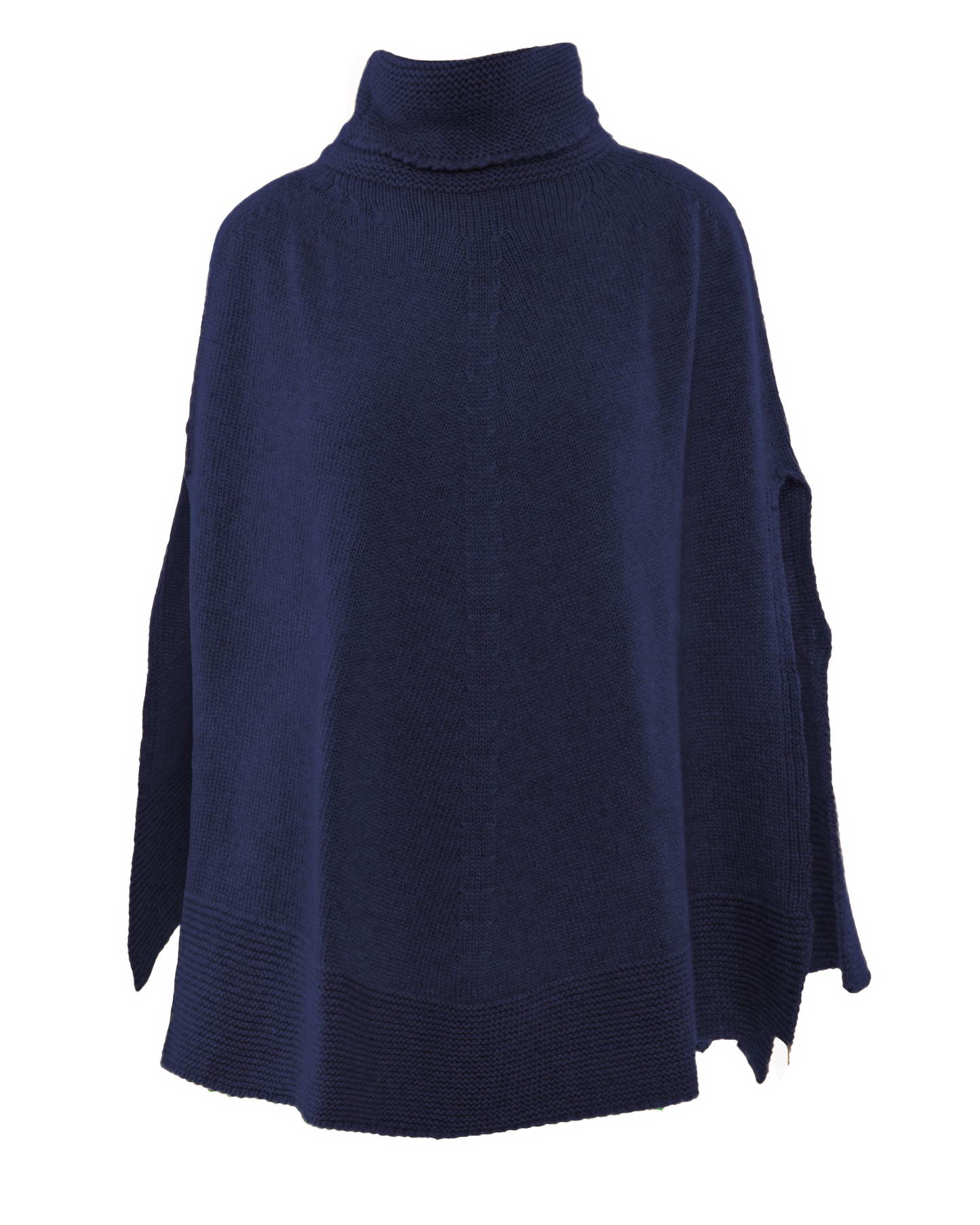 Women's Pure Cashmere Turtleneck Poncho Blue