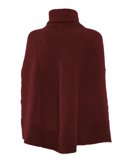 Women's Pure Cashmere Turtleneck Poncho Bordeaux