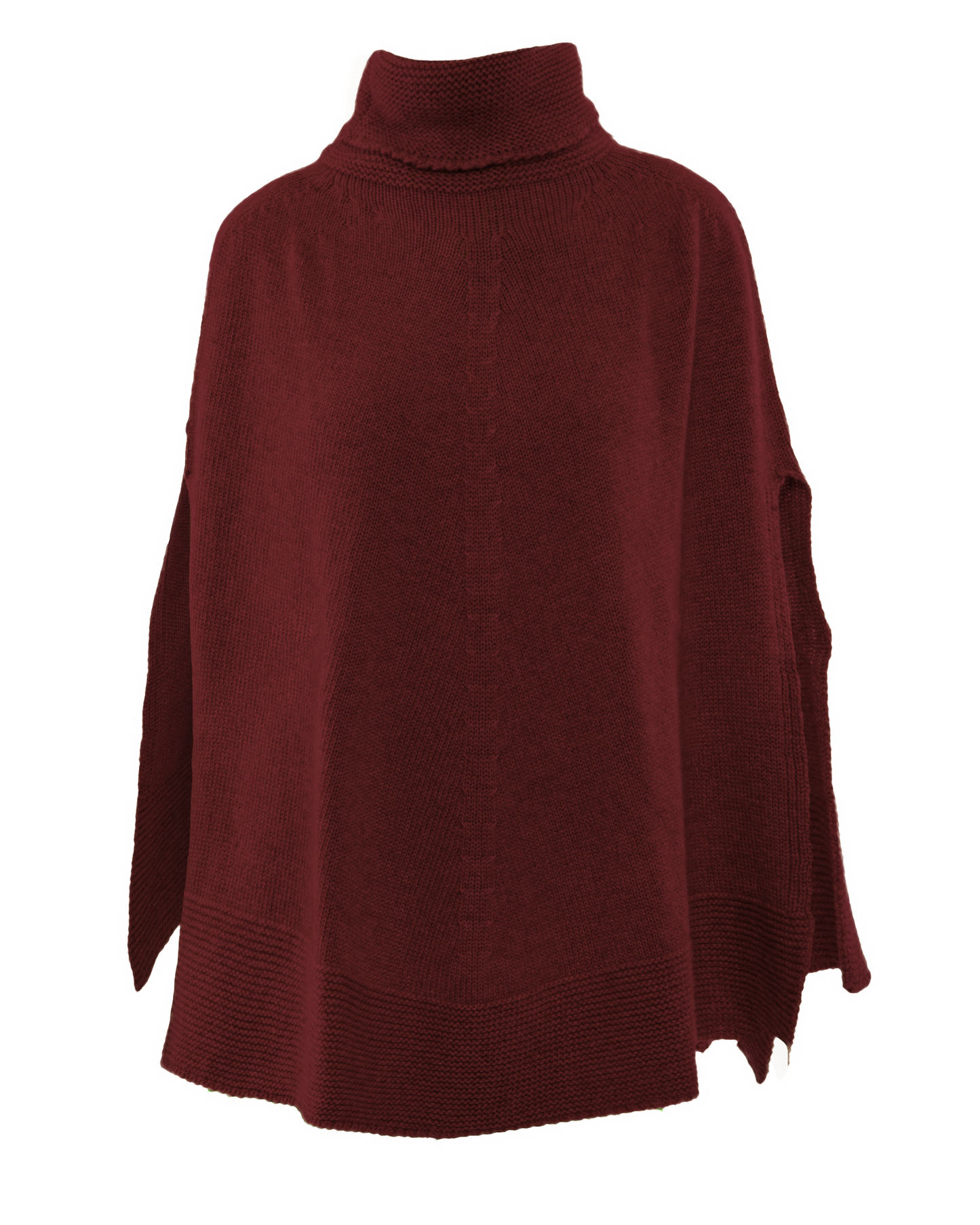 Women's Pure Cashmere Turtleneck Poncho Bordeaux