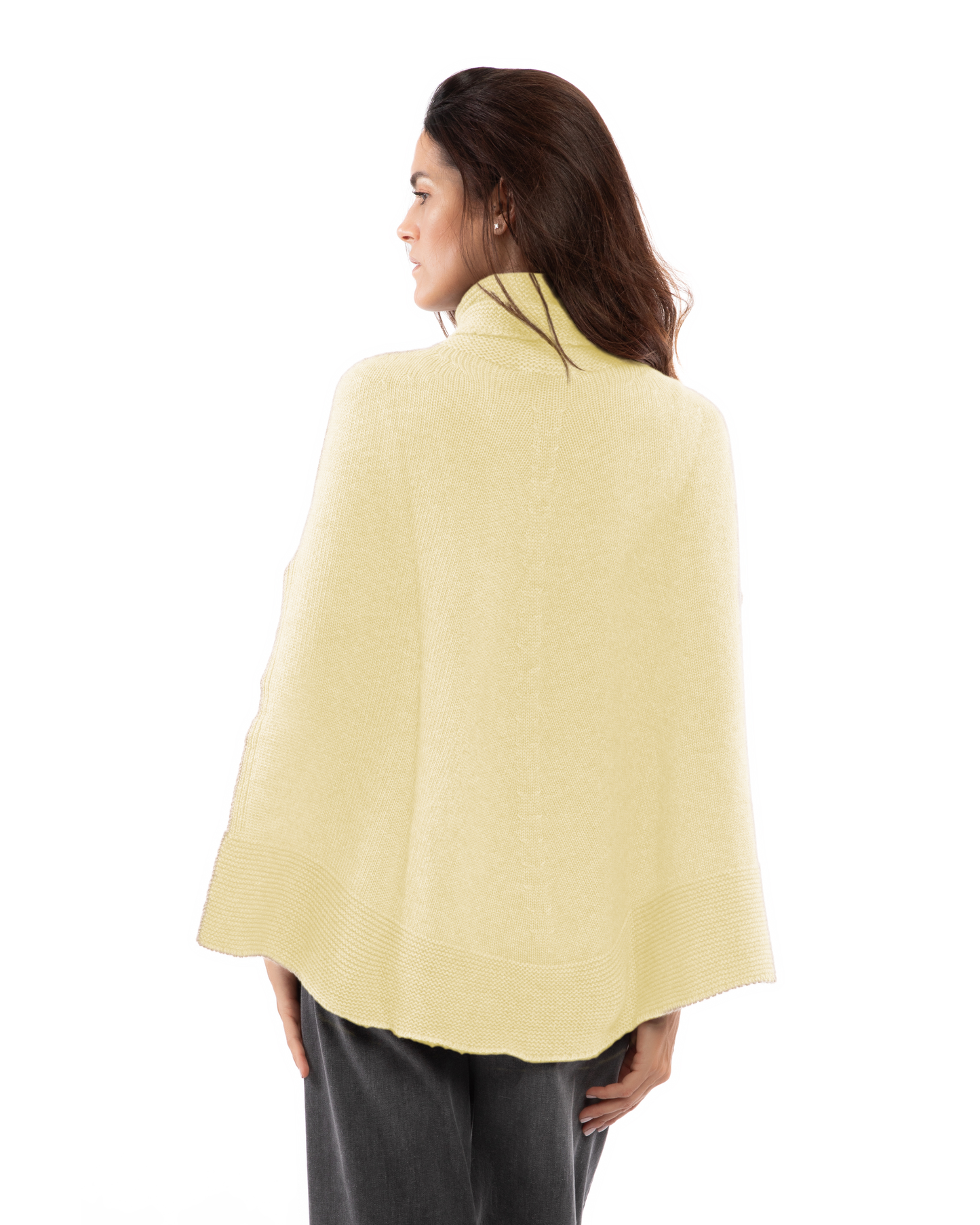 Women's Pure Cashmere Turtleneck Poncho Butter Yellow