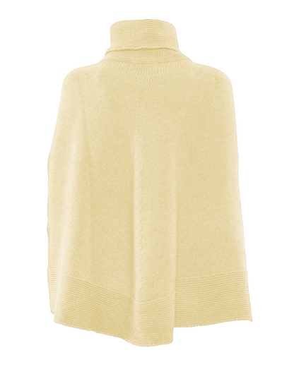 Women's Pure Cashmere Turtleneck Poncho Butter Yellow