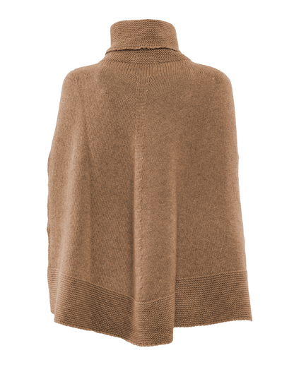 Women's Pure Cashmere Turtleneck Poncho Camel