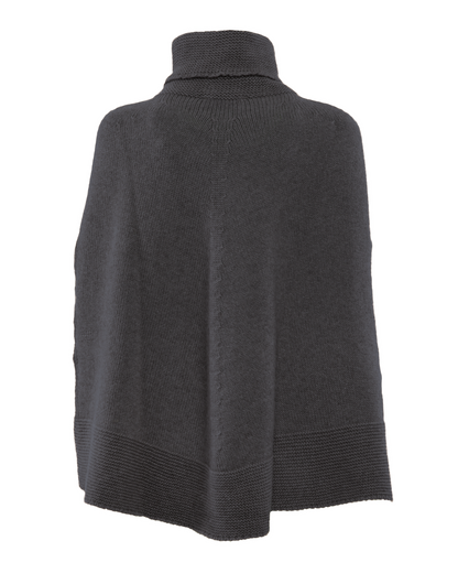 Women's Pure Cashmere Turtleneck Poncho Charcoal