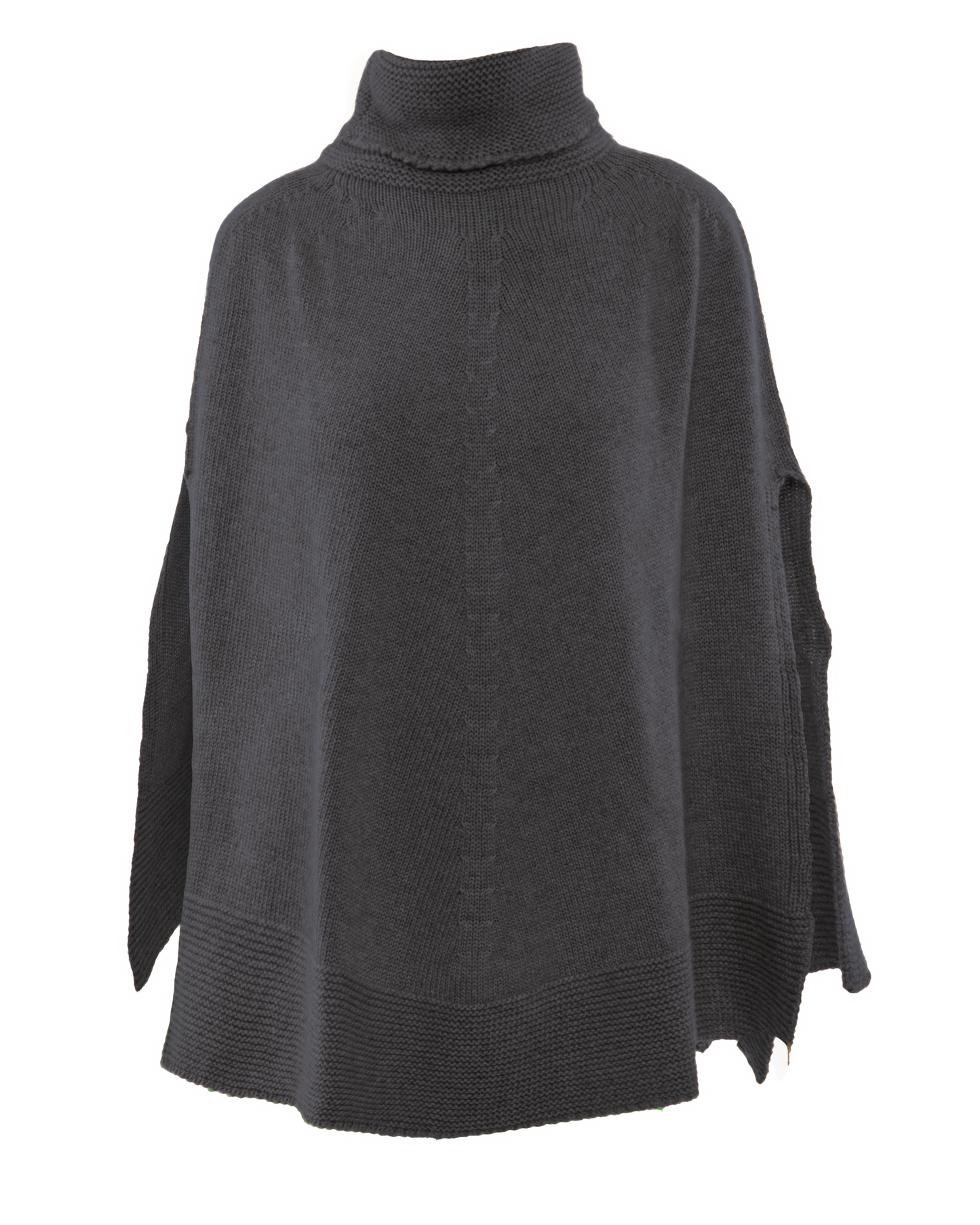 Women's Pure Cashmere Turtleneck Poncho Charcoal