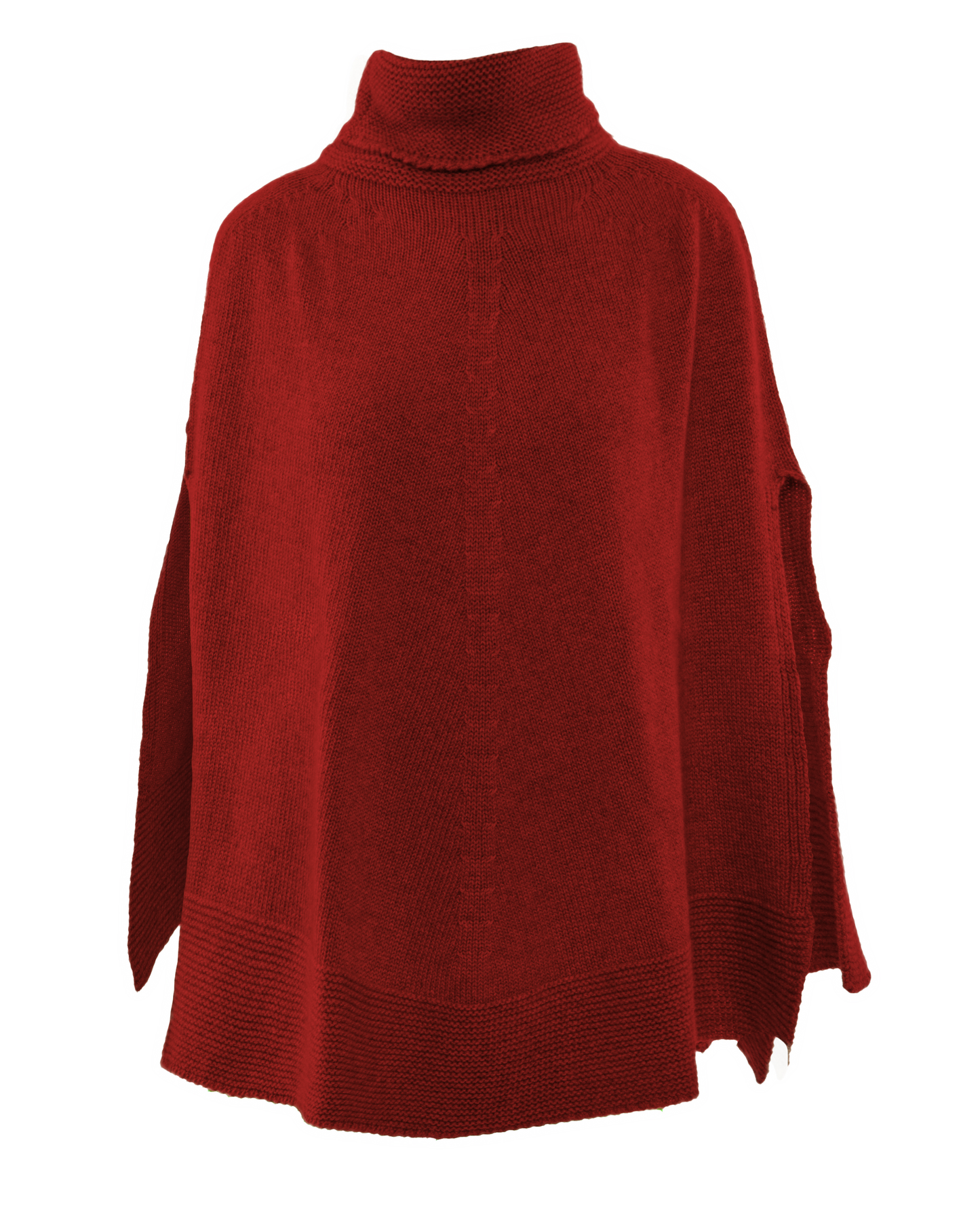 Women's Pure Cashmere Turtleneck Poncho Chianti