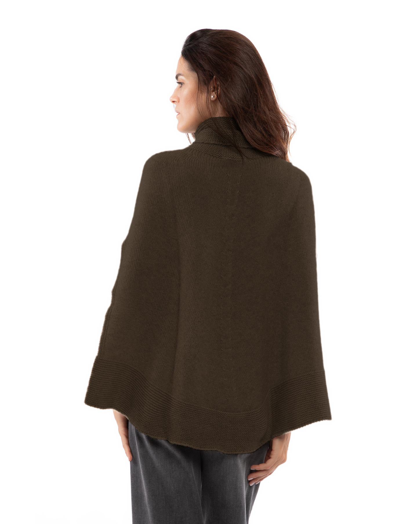 Women's Pure Cashmere Turtleneck Poncho Coffee