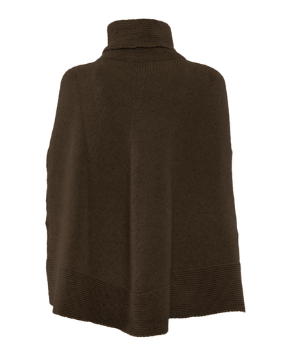 Women's Pure Cashmere Turtleneck Poncho Coffee