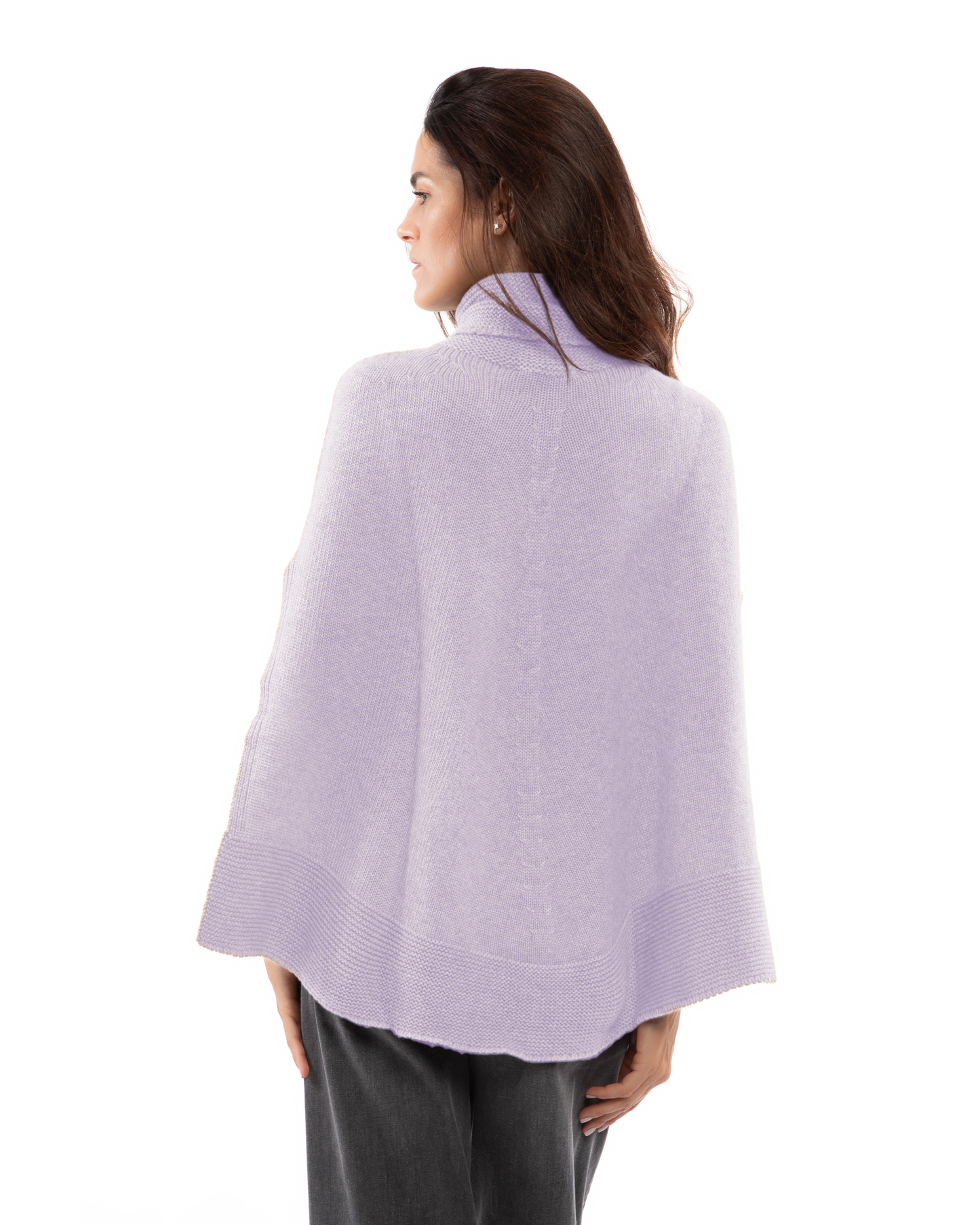 Women's Pure Cashmere Turtleneck Poncho Lilac