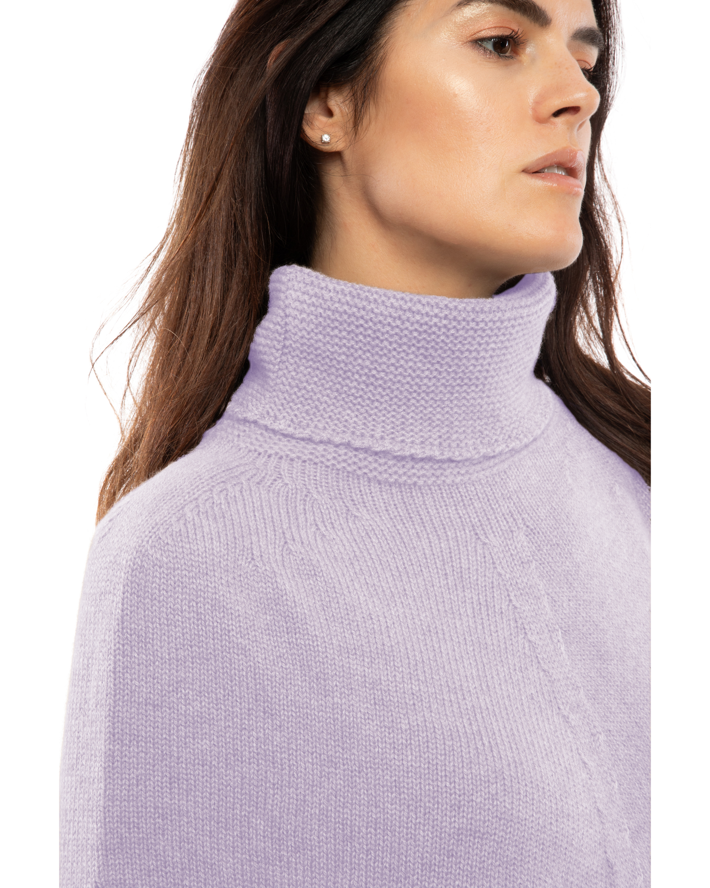 Women's Pure Cashmere Turtleneck Poncho Lilac