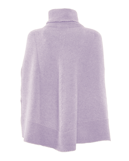 Women's Pure Cashmere Turtleneck Poncho Lilac