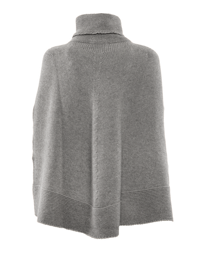 Women's Pure Cashmere Turtleneck Poncho Melange Gray