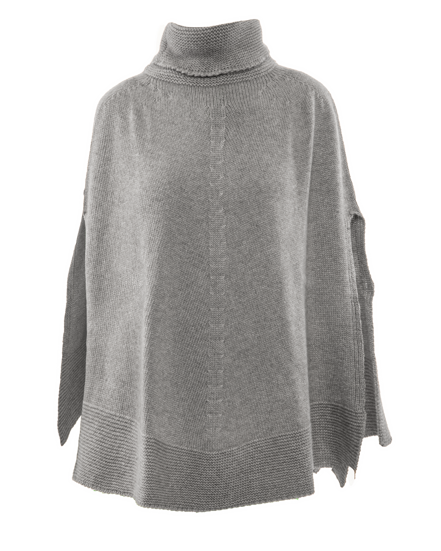 Women's Pure Cashmere Turtleneck Poncho Melange Gray