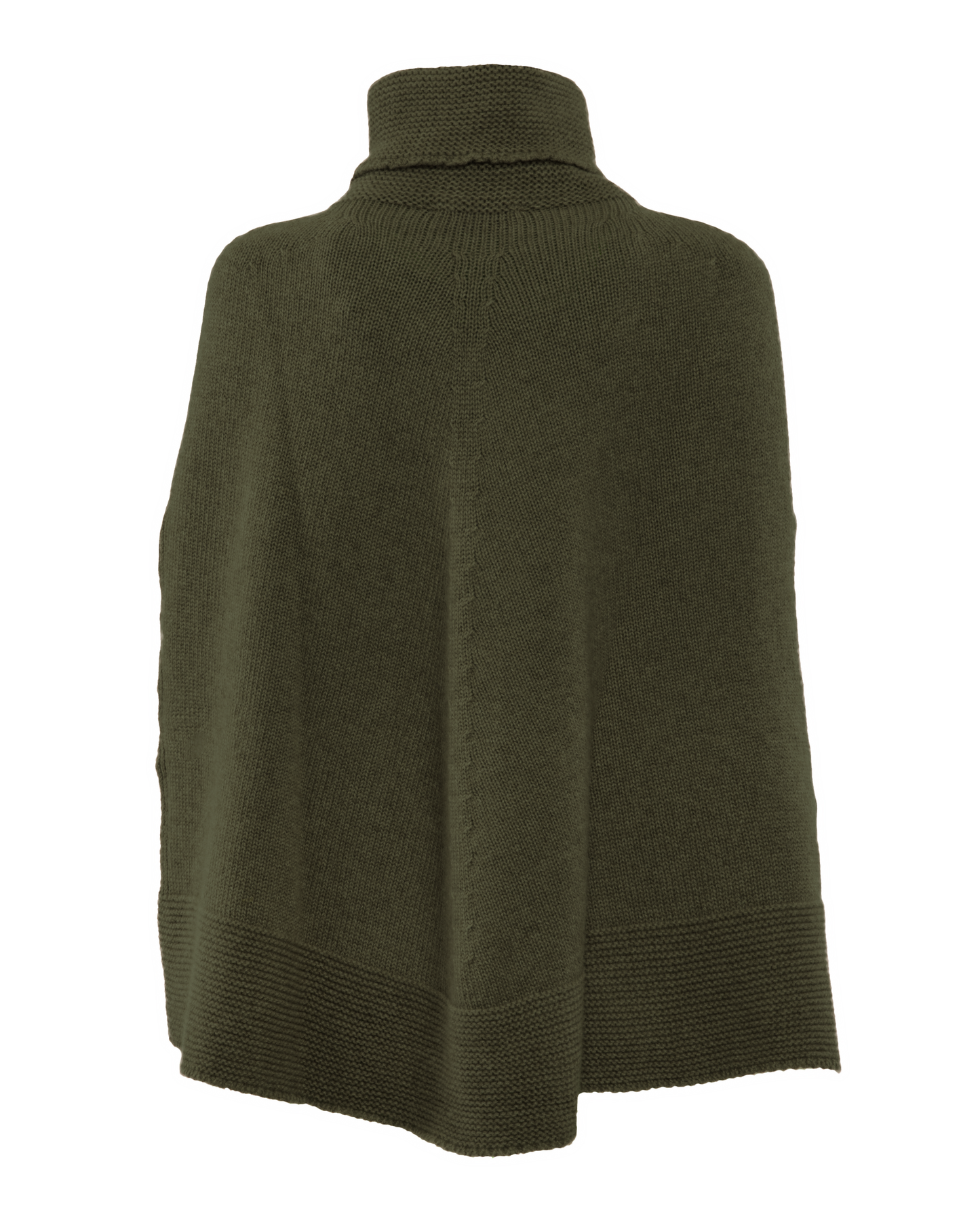Women's Pure Cashmere Turtleneck Poncho Olive Green