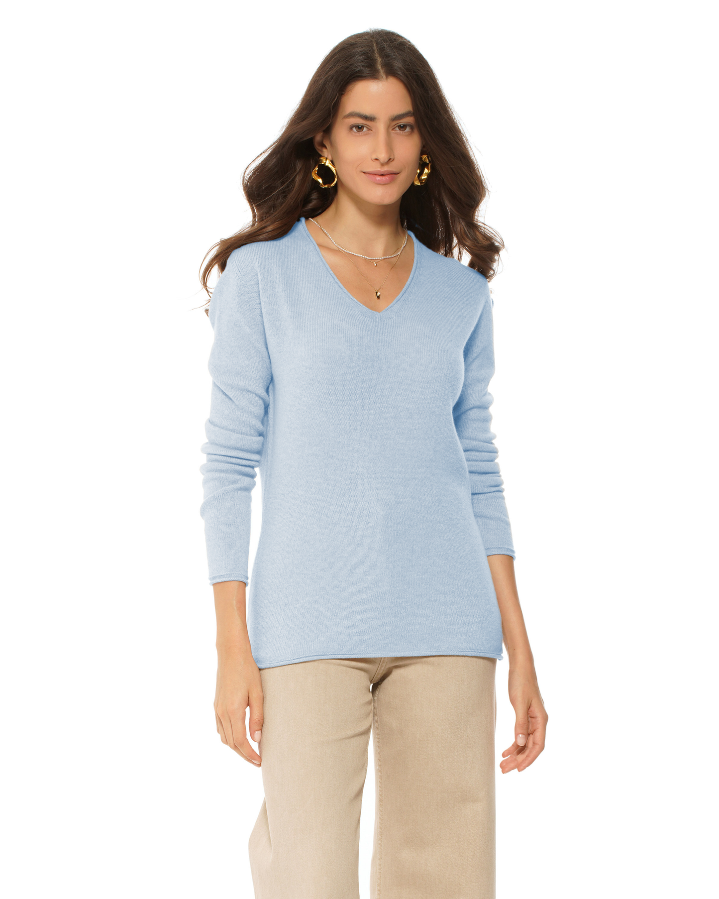 Women's Ultra-Light Cashmere V-Neck Sweater Baby Blue