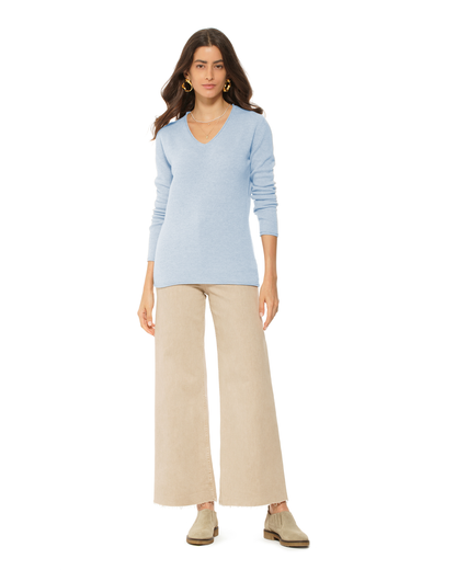 Women's Ultra-Light Cashmere V-Neck Sweater Baby Blue
