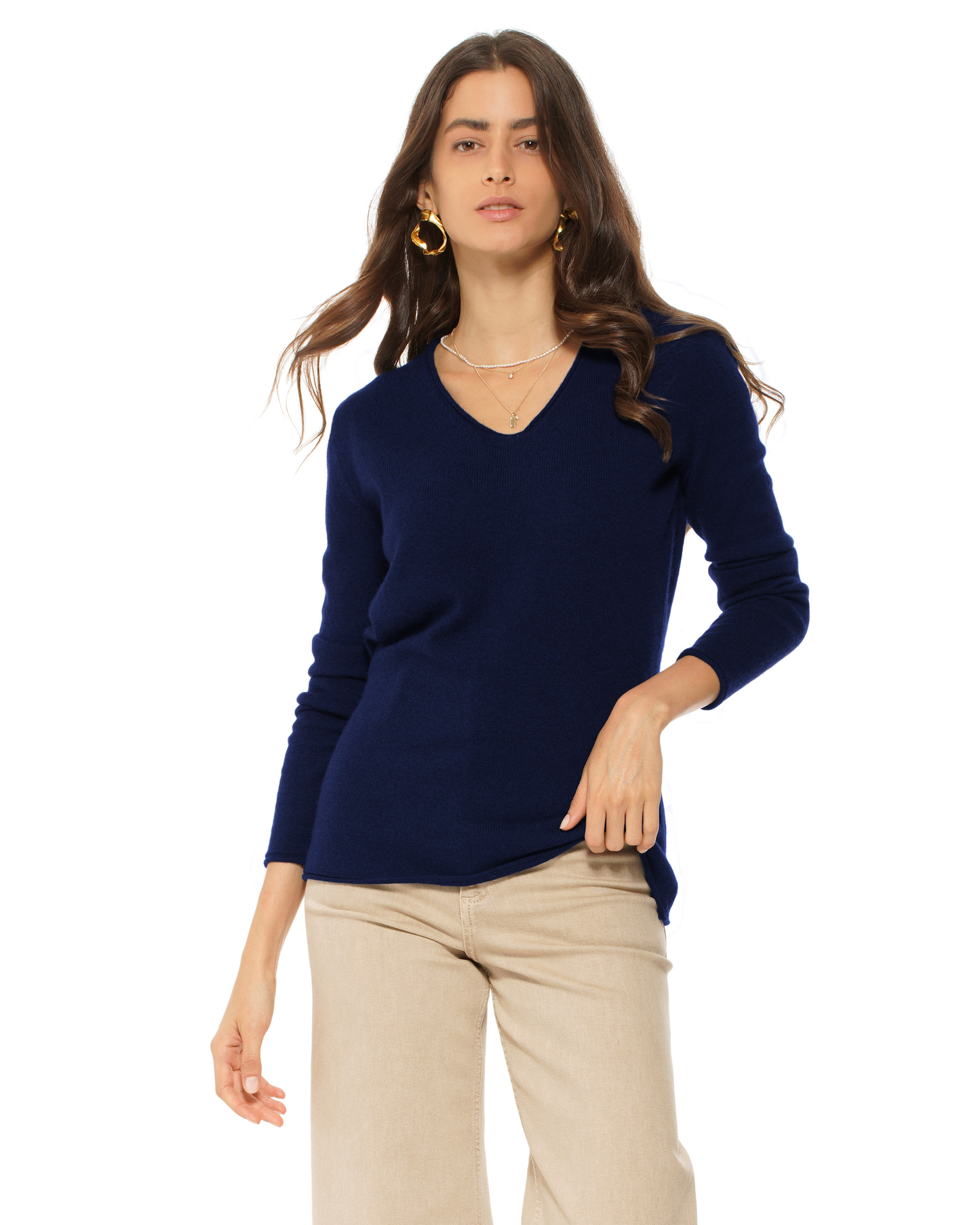 Women's Ultra-Light Cashmere V-Neck Sweater Blue