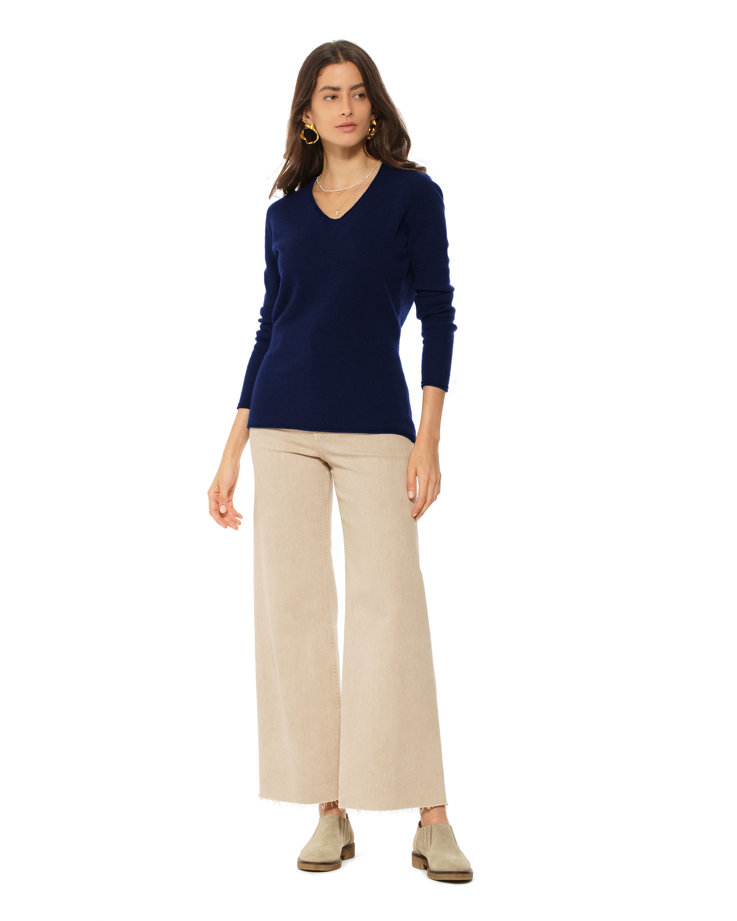 Women's Ultra-Light Cashmere V-Neck Sweater Blue