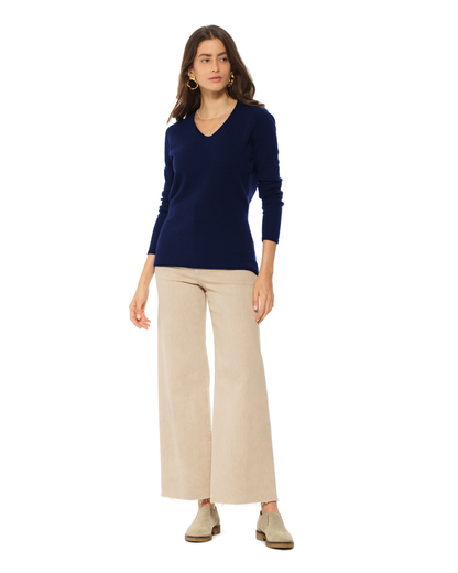 Women's Ultra-Light Cashmere V-Neck Sweater Blue