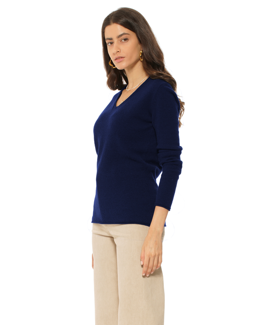 Women's Ultra-Light Cashmere V-Neck Sweater Blue