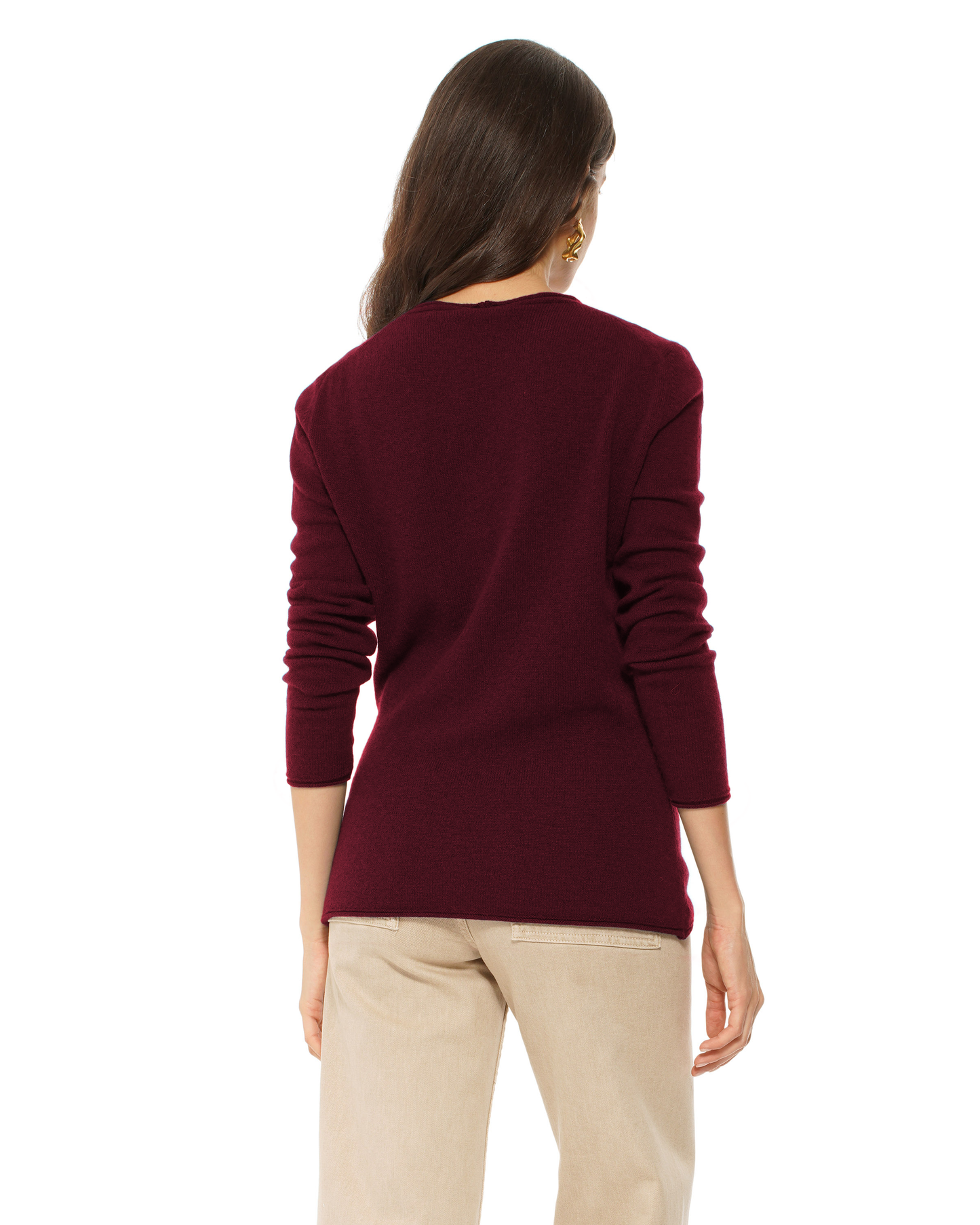 Women's Ultra-Light Cashmere V-Neck Sweater Bordeaux