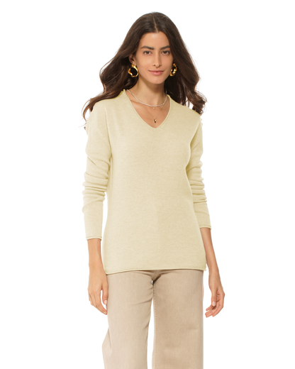 Women's Ultra-Light Cashmere V-Neck Sweater Butter Yellow