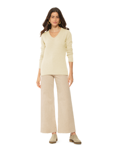 Women's Ultra-Light Cashmere V-Neck Sweater Butter Yellow