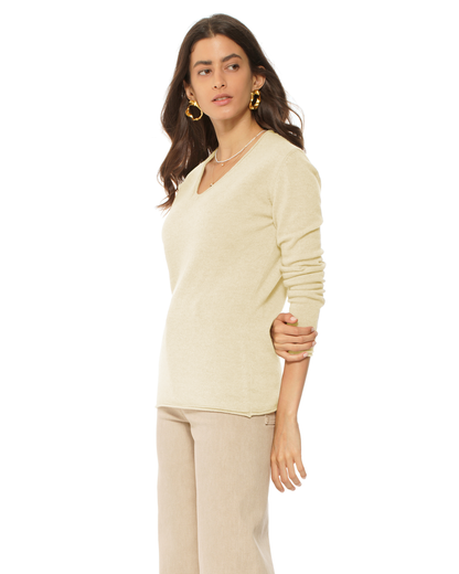 Women's Ultra-Light Cashmere V-Neck Sweater Butter Yellow