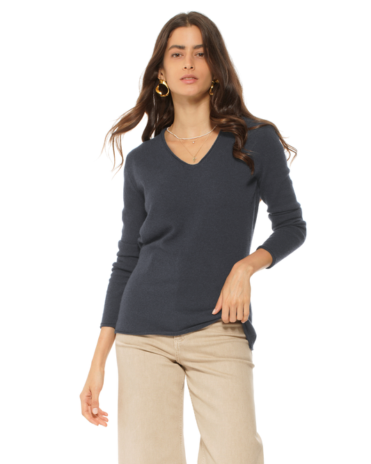 Women's Ultra-Light Cashmere V-Neck Sweater Charcoal